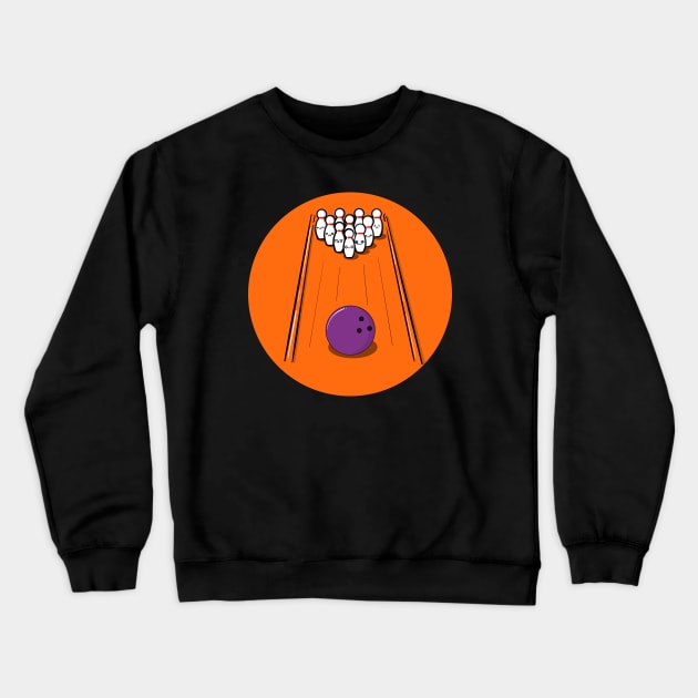 Bowling Pins Scared Of Bowling Ball Crewneck Sweatshirt by superdupertees